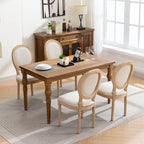 Sillas de comedor de madera maciza con tapizado de lino, juego de 2