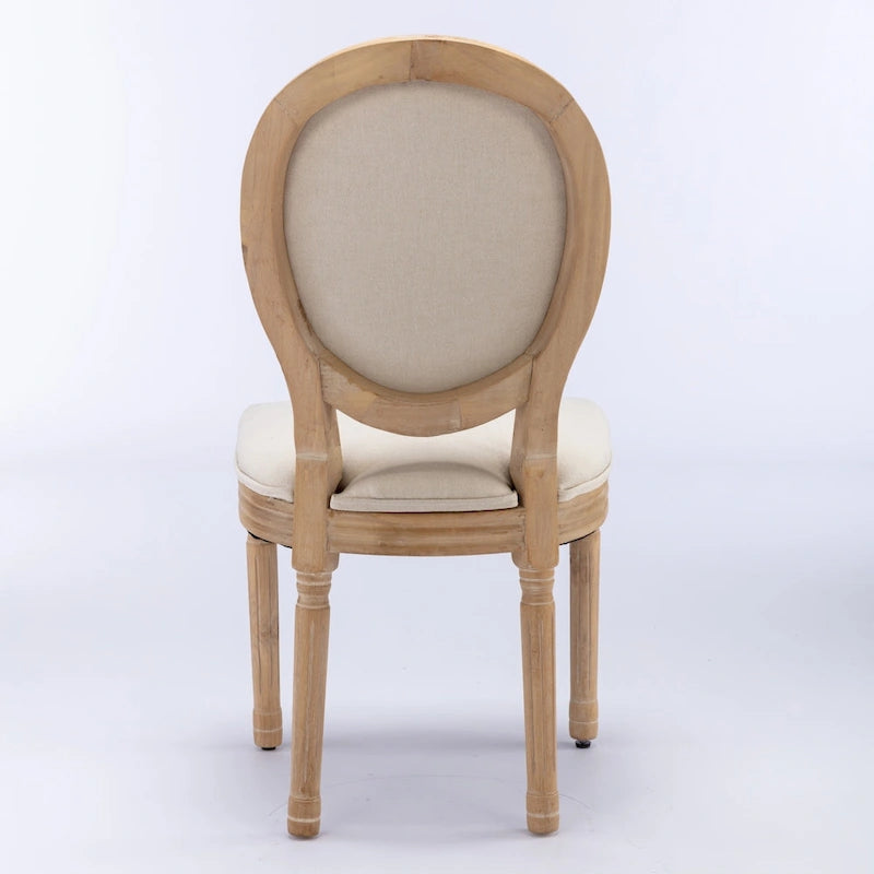 Sillas de comedor de madera maciza con tapizado de lino, juego de 2