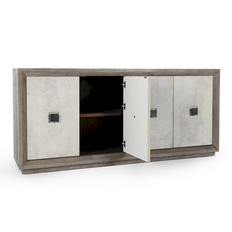 Aparador buffet gris envejecido de 80" con puertas laminadas de hormigón
