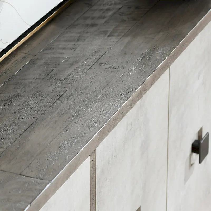 Aparador buffet gris envejecido de 80" con puertas laminadas de hormigón