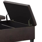 WyndenHall Tyler Mesa de centro otomana de almacenamiento de piel sintética desgastada, con tapa elevable, marco de madera de caucho