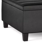 WyndenHall Tyler Mesa de centro otomana de almacenamiento de piel sintética desgastada, con tapa elevable, marco de madera de caucho
