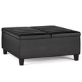 WyndenHall Tyler Coffee Table Storage Ottoman Distressed Faux Leather, Lift-Top, Rubberwood Frame