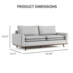 HOGARES: Interior + Exterior Sofá Gubera de 82" estilo Mid-Century con Tapicería de Mezcla de Algodón y Lino y Cojines de Mezcla de Plumas