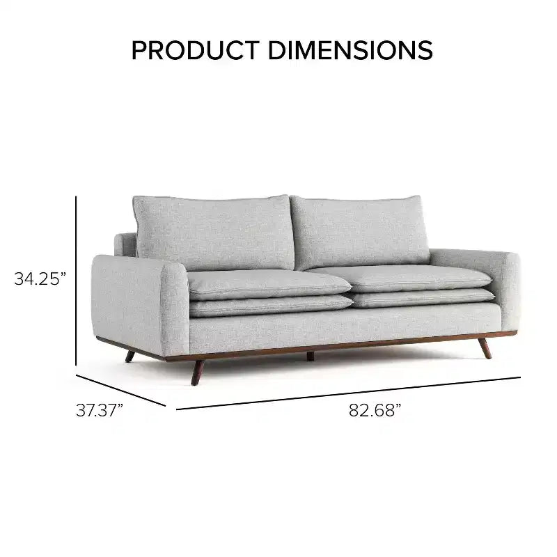 HOGARES: Interior + Exterior Sofá Gubera de 82" estilo Mid-Century con Tapicería de Mezcla de Algodón y Lino y Cojines de Mezcla de Plumas