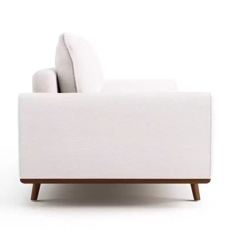 HOGARES: Interior + Exterior Sofá Gubera de 82" estilo Mid-Century con Tapicería de Mezcla de Algodón y Lino y Cojines de Mezcla de Plumas