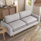 HOGARES: Interior + Exterior Sofá Gubera de 82" estilo Mid-Century con Tapicería de Mezcla de Algodón y Lino y Cojines de Mezcla de Plumas