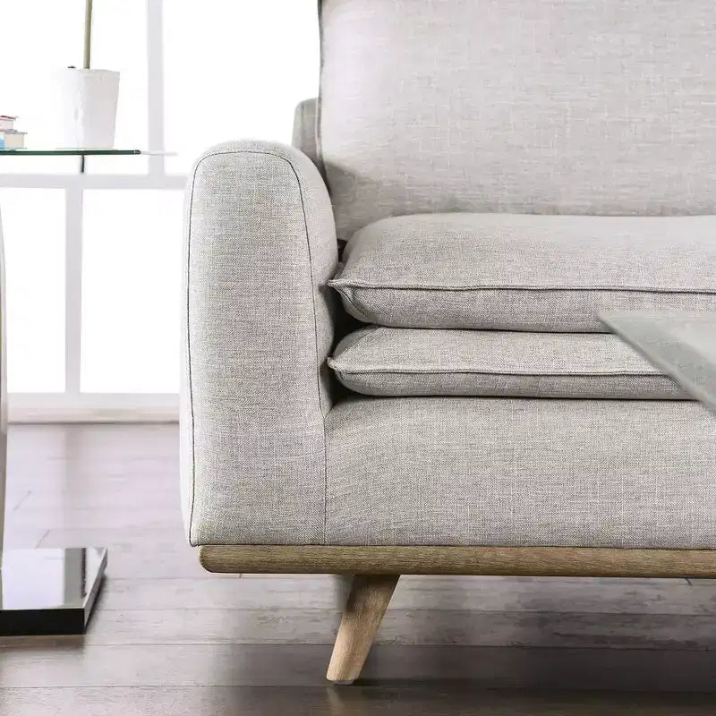 HOGARES: Interior + Exterior Sofá Gubera de 82" estilo Mid-Century con Tapicería de Mezcla de Algodón y Lino y Cojines de Mezcla de Plumas