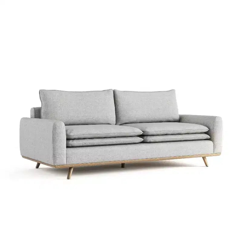 HOGARES: Interior + Exterior Sofá Gubera de 82" estilo Mid-Century con Tapicería de Mezcla de Algodón y Lino y Cojines de Mezcla de Plumas