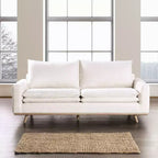 HOGARES: Interior + Exterior Sofá Gubera de 82" estilo Mid-Century con Tapicería de Mezcla de Algodón y Lino y Cojines de Mezcla de Plumas