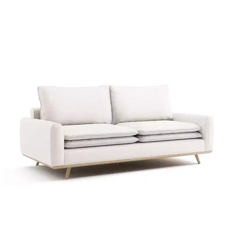 HOGARES: Interior + Exterior Sofá Gubera de 82" estilo Mid-Century con Tapicería de Mezcla de Algodón y Lino y Cojines de Mezcla de Plumas