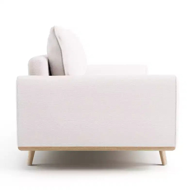 HOGARES: Interior + Exterior Sofá Gubera de 82" estilo Mid-Century con Tapicería de Mezcla de Algodón y Lino y Cojines de Mezcla de Plumas