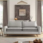 HOGARES: Interior + Exterior Sofá Gubera de 82" estilo Mid-Century con Tapicería de Mezcla de Algodón y Lino y Cojines de Mezcla de Plumas