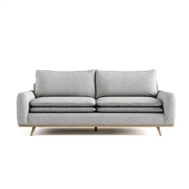 HOGARES: Interior + Exterior Sofá Gubera de 82" estilo Mid-Century con Tapicería de Mezcla de Algodón y Lino y Cojines de Mezcla de Plumas
