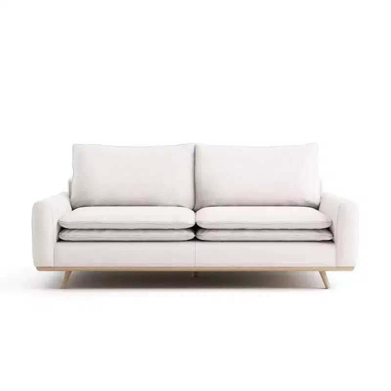 HOGARES: Interior + Exterior Sofá Gubera de 82" estilo Mid-Century con Tapicería de Mezcla de Algodón y Lino y Cojines de Mezcla de Plumas