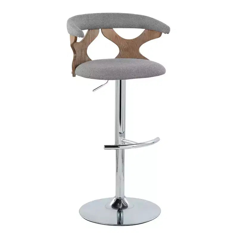 LumiSource Set de 2 taburetes de bar ajustables Gardenia Chrome Fabric