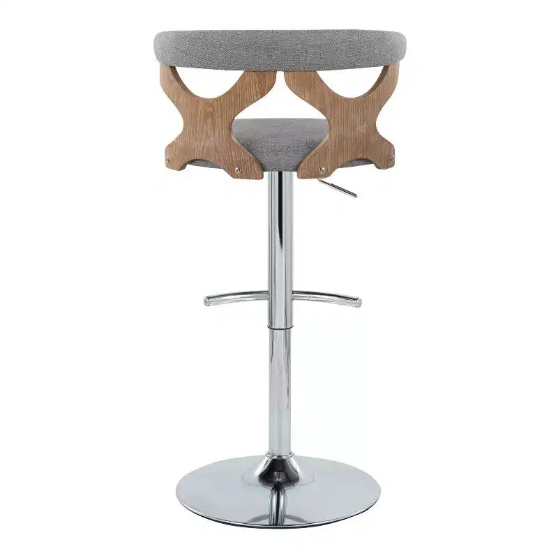 LumiSource Set de 2 taburetes de bar ajustables Gardenia Chrome Fabric