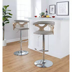 LumiSource Set de 2 taburetes de bar ajustables Gardenia Chrome Fabric