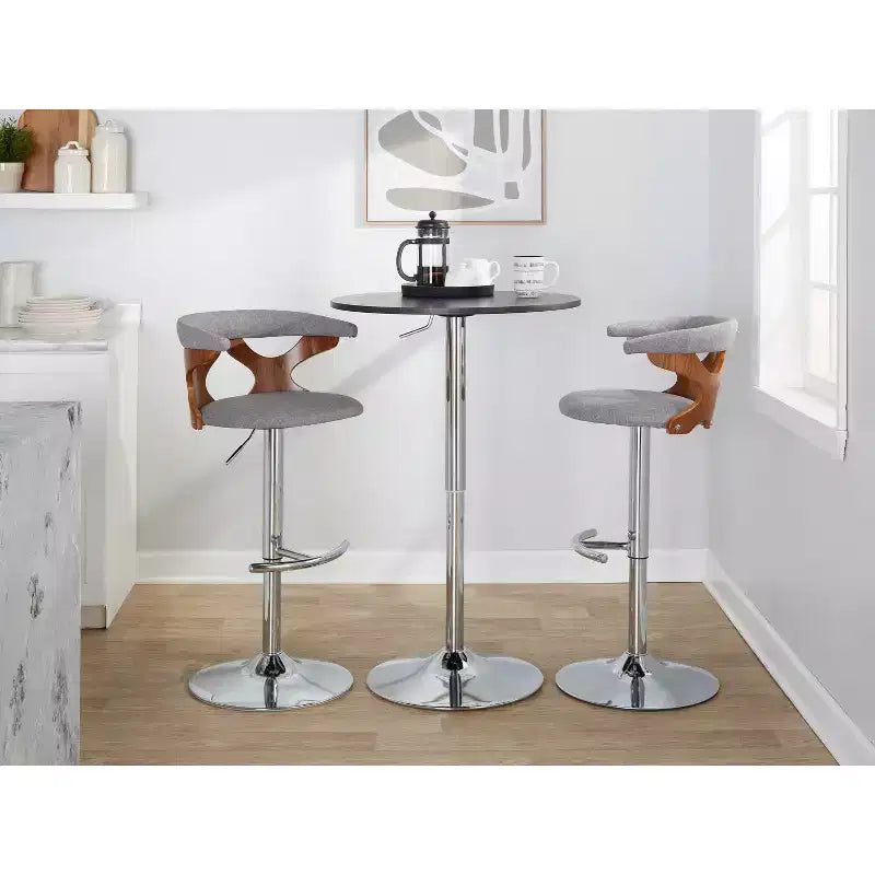 LumiSource Set de 2 taburetes de bar ajustables Gardenia Chrome Fabric