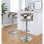 LumiSource Set de 2 taburetes de bar ajustables Gardenia Chrome Fabric
