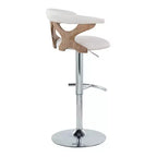 LumiSource Set de 2 taburetes de bar ajustables Gardenia Chrome Fabric