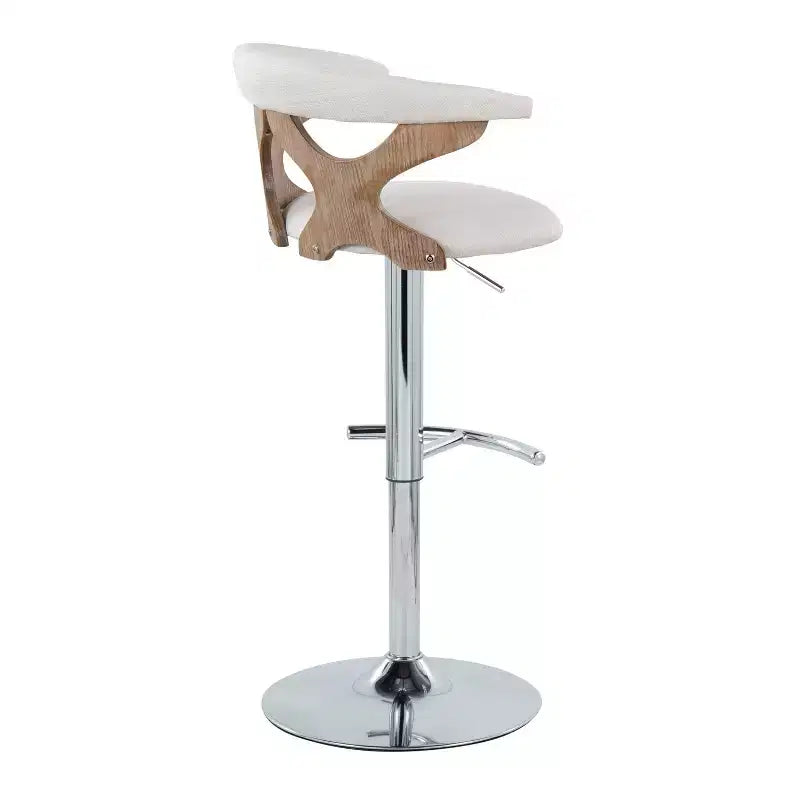 LumiSource Set de 2 taburetes de bar ajustables Gardenia Chrome Fabric