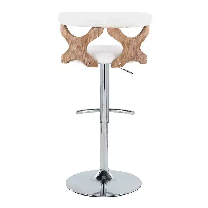 LumiSource Set de 2 taburetes de bar ajustables Gardenia Chrome Fabric