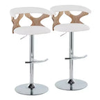 LumiSource Set of 2 Gardenia Adjustable Barstools Chrome Fabric