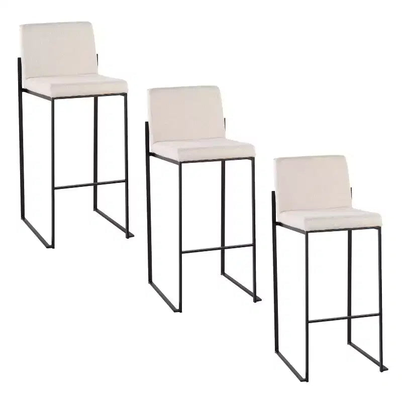 LumiSource Set of 3 Fuji High Back Barstools Fabric