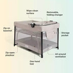 Parque infantil plegable con una mano, moisés y cambiador plegable Joie Sesame LX