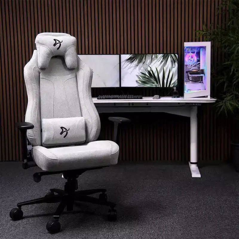 Silla de oficina y juegos Arozzi Vernazza Soft Fabric con cojines suaves de apoyo lumbar para el cuello