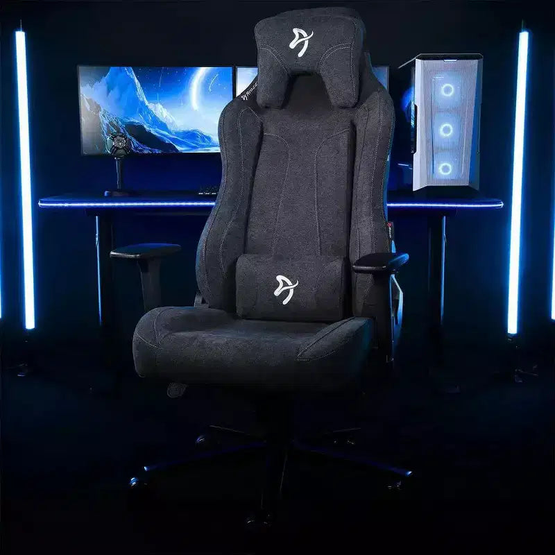 Silla de oficina y juegos Arozzi Vernazza Soft Fabric con cojines suaves de apoyo lumbar para el cuello