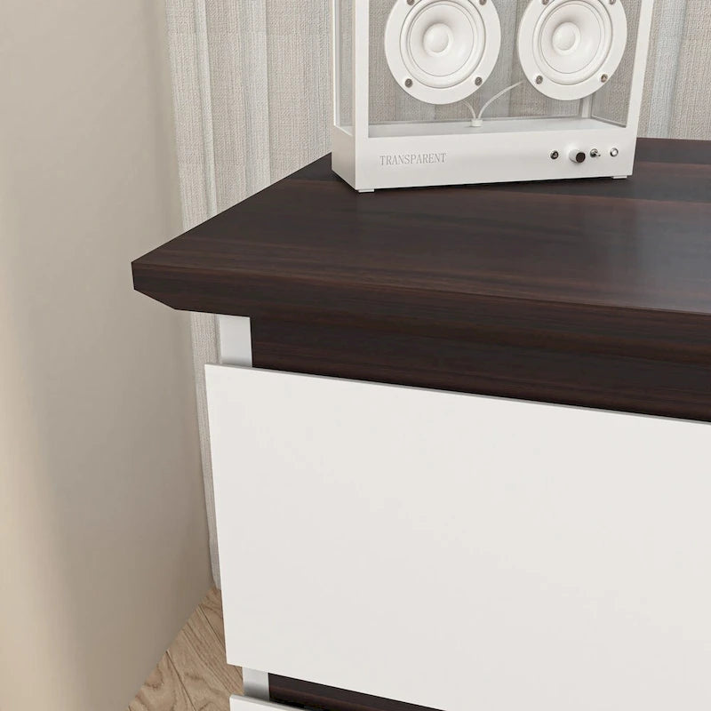 Cómoda de 6 cajones con cajones anchos - Cajonera de almacenamiento de madera para dormitorio, sala de estar y pasillo
