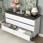 Cómoda de 6 cajones con cajones anchos - Cajonera de almacenamiento de madera para dormitorio, sala de estar y pasillo