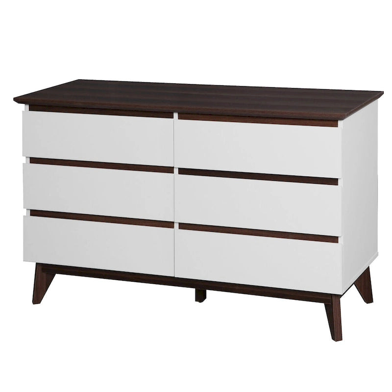Cómoda de 6 cajones con cajones anchos - Cajonera de almacenamiento de madera para dormitorio, sala de estar y pasillo