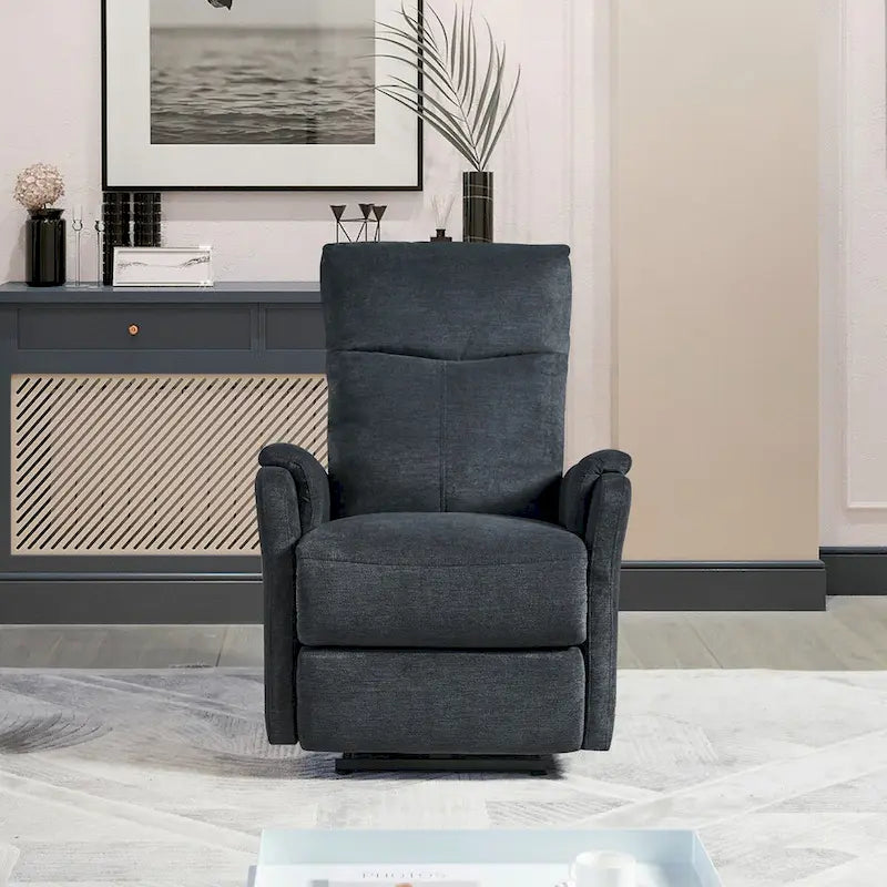 Sillón reclinable eléctrico azul con cargador USB
