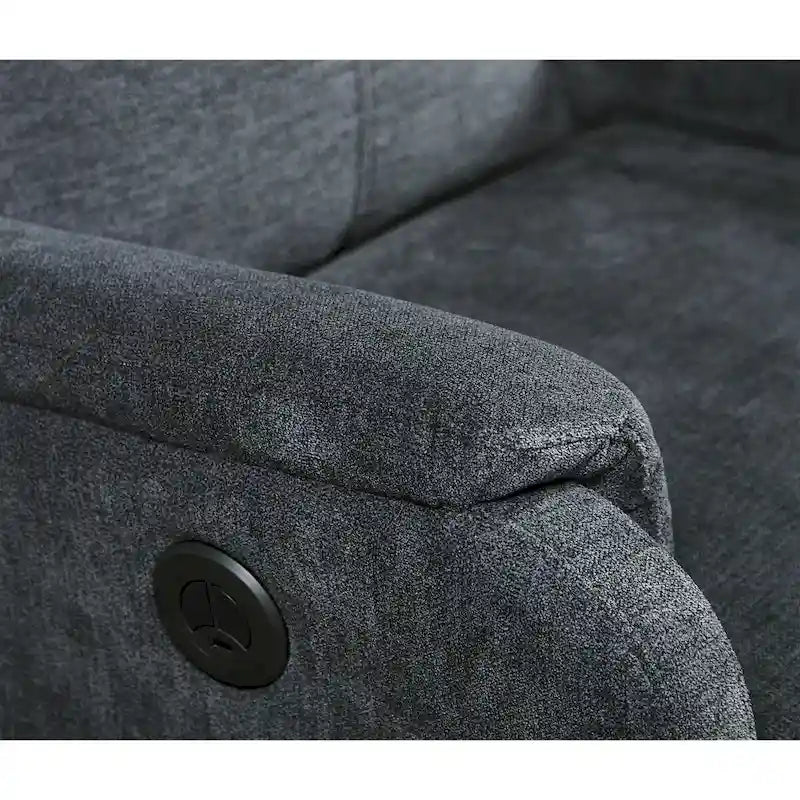 Sillón reclinable eléctrico azul con cargador USB