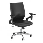 Sillón de oficina de piel sintética con respaldo medio, altura y reposabrazos ajustables