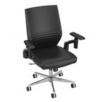 Sillón de oficina de piel sintética con respaldo medio, altura y reposabrazos ajustables