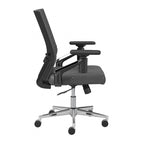 Sillón de oficina de piel sintética con respaldo medio, altura y reposabrazos ajustables
