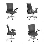Sillón de oficina de piel sintética con respaldo medio, altura y reposabrazos ajustables