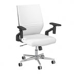 Sillón de oficina de piel sintética con respaldo medio, altura y reposabrazos ajustables
