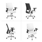 Sillón de oficina de piel sintética con respaldo medio, altura y reposabrazos ajustables