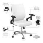 Sillón de oficina de piel sintética con respaldo medio, altura y reposabrazos ajustables