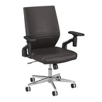 Sillón de oficina de piel sintética con respaldo medio, altura y reposabrazos ajustables
