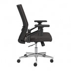 Sillón de oficina de piel sintética con respaldo medio, altura y reposabrazos ajustables