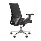 Sillón de oficina de piel sintética con respaldo medio, altura y reposabrazos ajustables